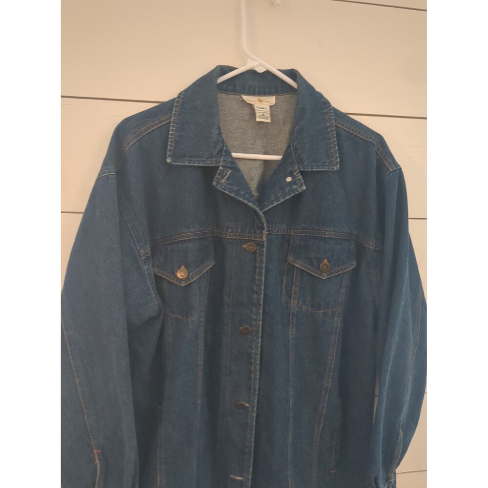 Vintage hunters run 100% cotton dark wash denim jean jacket fall winter
